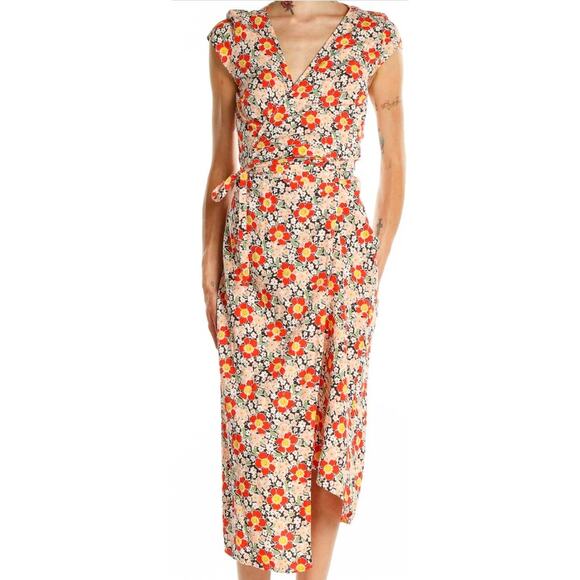 J.Crew Mercantile Dresses & Skirts - J.Crew Mercantile Orange Floral Wrap Midi Dress-XS
